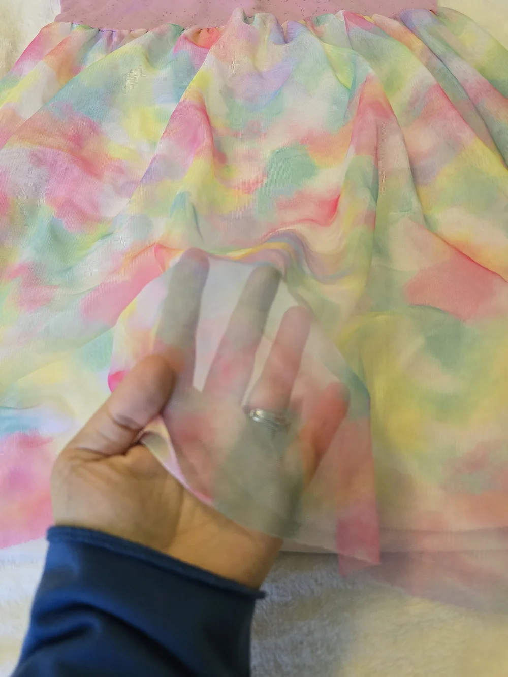 Wonder Nation Pastel Tie Dye Glitter Mesh Dress Girls Large 10-12